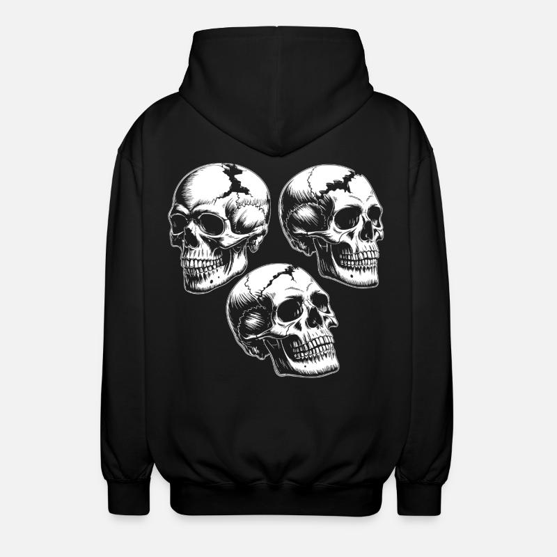 Three Skull Silhouettes - Unisex Hooded Jacket - black
