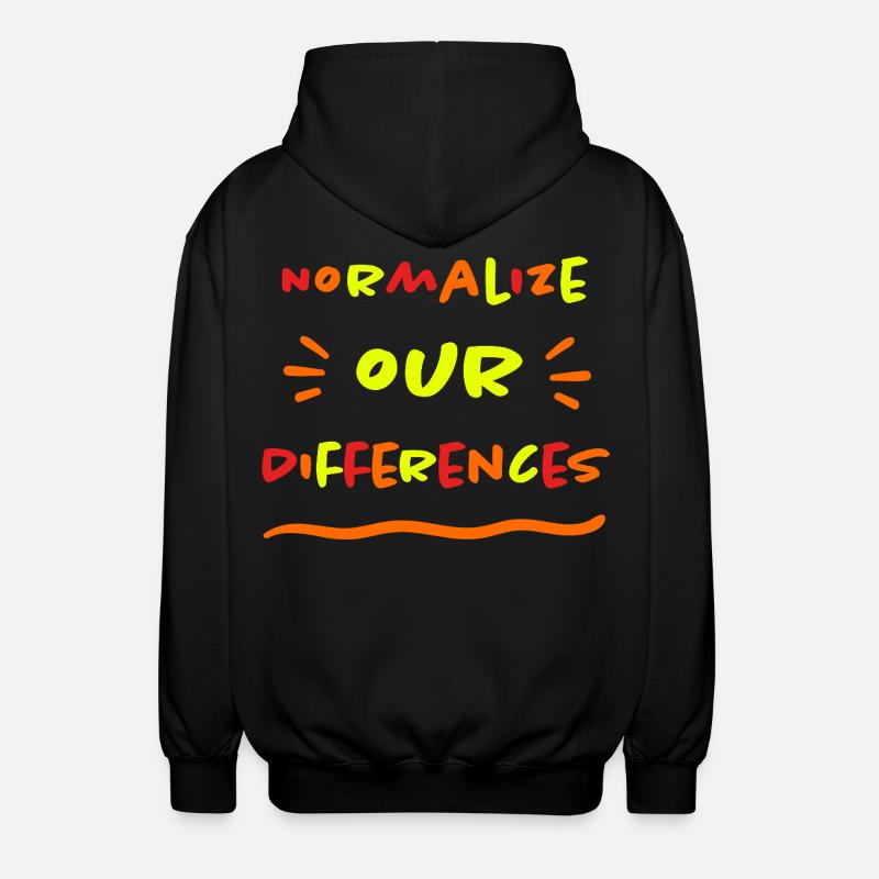 Normalize our Differences - Inclusion - neon - Unisex Hooded Jacket - black