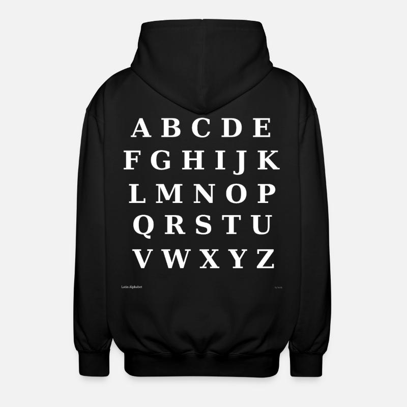 Alphabet latin (blanc) - Veste à capuche unisexe - noir