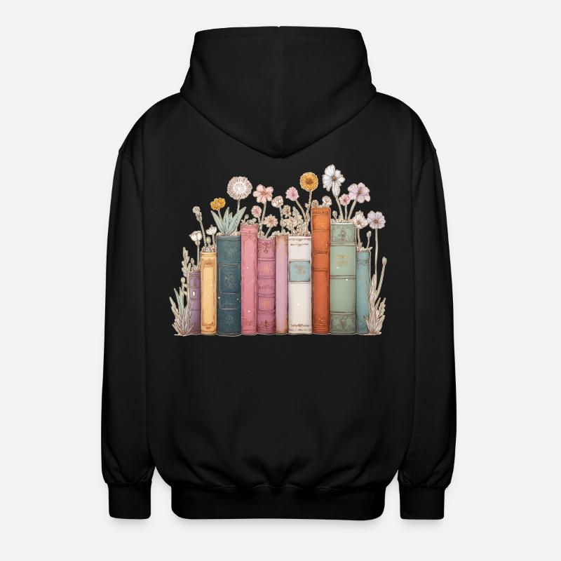 Livres avec des fleurs - Veste à capuche unisexe - noir