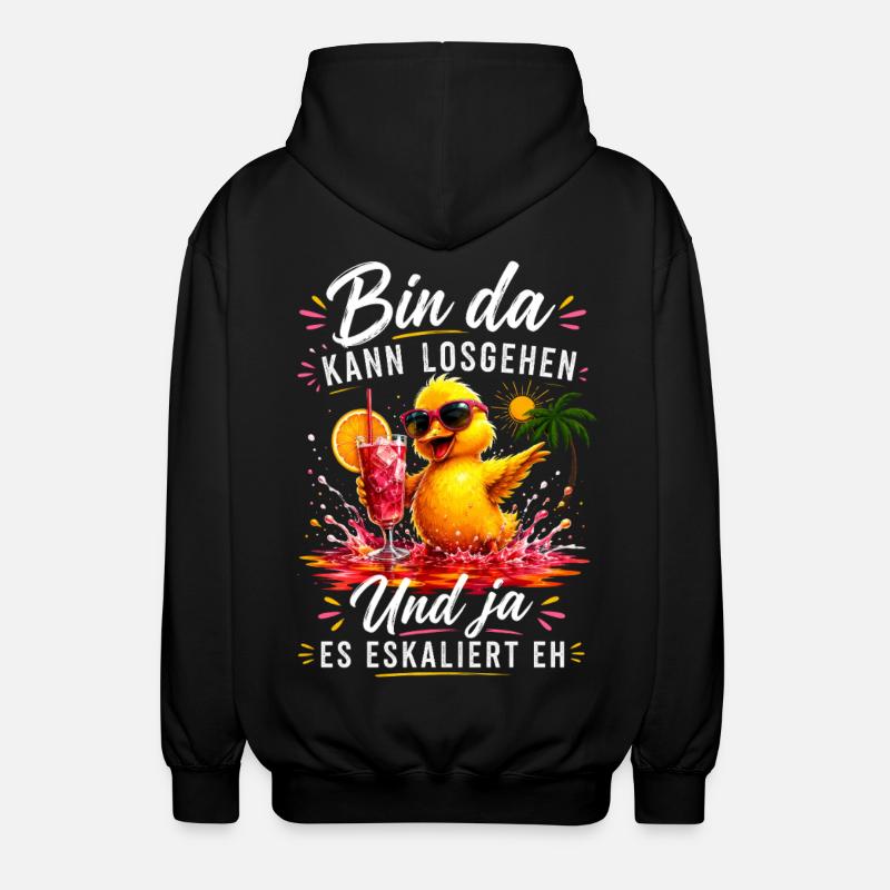 Bin da Eskaliert Ente Sommer Party - Unisex Kapuzenjacke - Schwarz