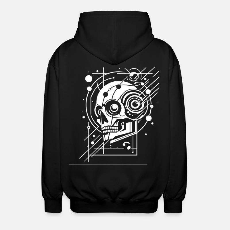 Cyber-Schädel Geometrie Neon - Unisex Kapuzenjacke - Schwarz