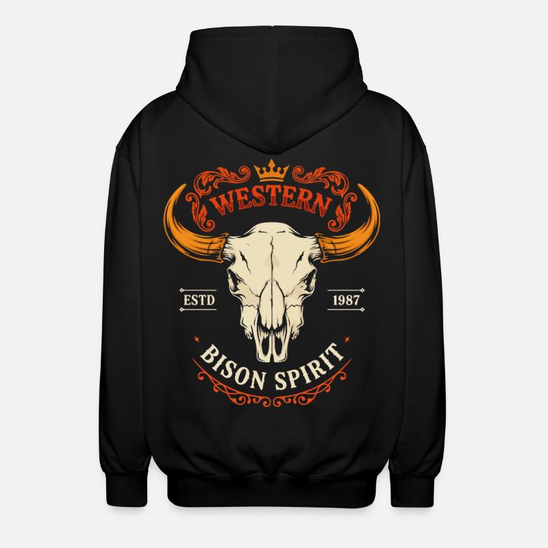 Geist-Westbisonkopf - Unisex Kapuzenjacke - Schwarz