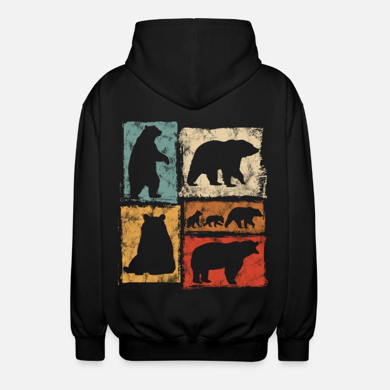 Bears Perspectives Imprimé rétro animalier - Veste à capuche unisexe - noir