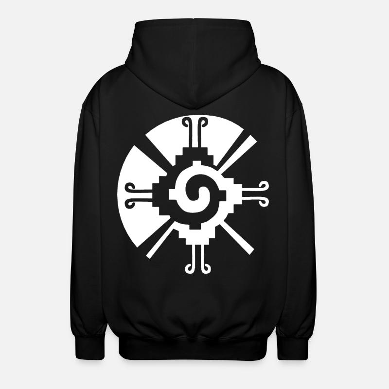 Solar Geometric Pattern (White) - Unisex Hooded Jacket - black