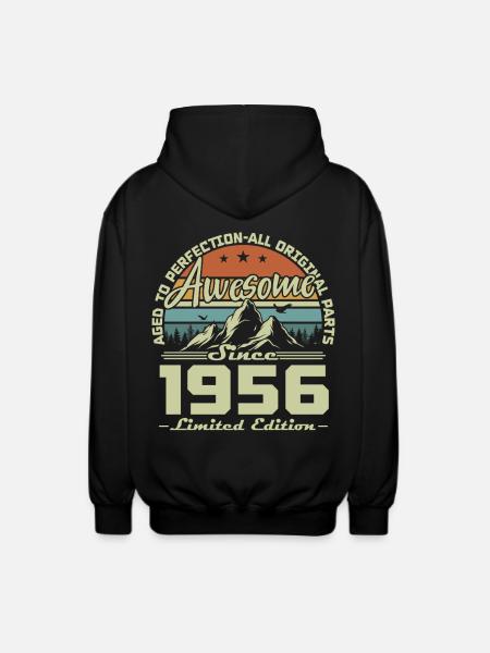 70. Geburtstag Geschenk 1956 Jahrgang Retro - Unisex Kapuzenjacke - Schwarz