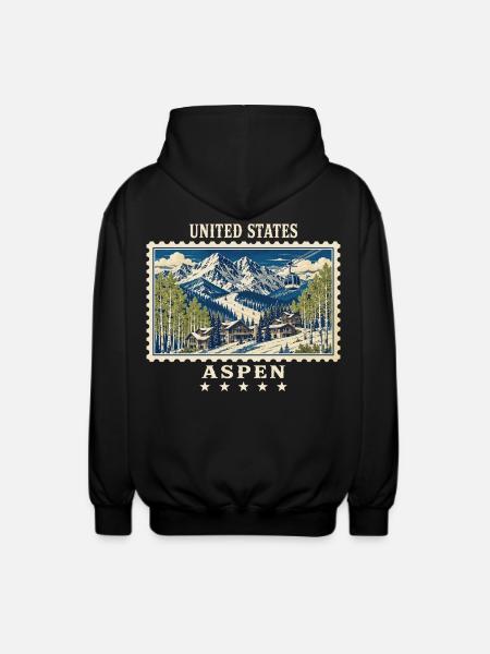 USA Aspen Vintage Reismerk - Uniseks zip hoodie - zwart