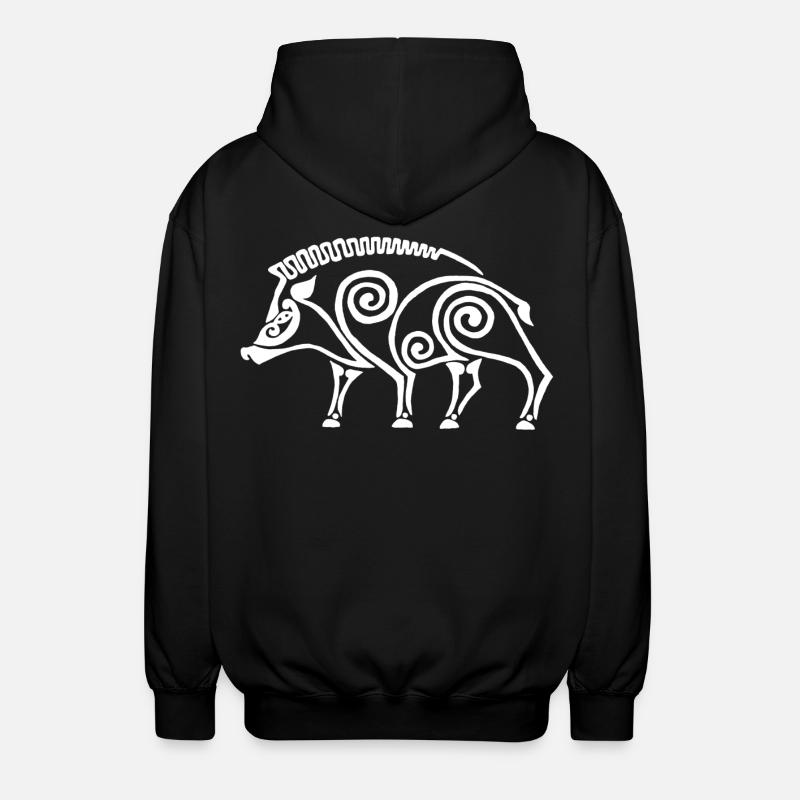 sanglier celte blanc - Veste à capuche unisexe - noir