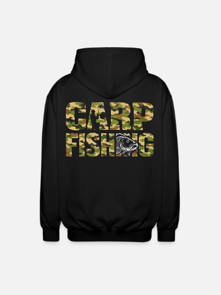 Carp Fishing Karpfenangeln Camouflage Style - Unisex Hooded Jacket - black