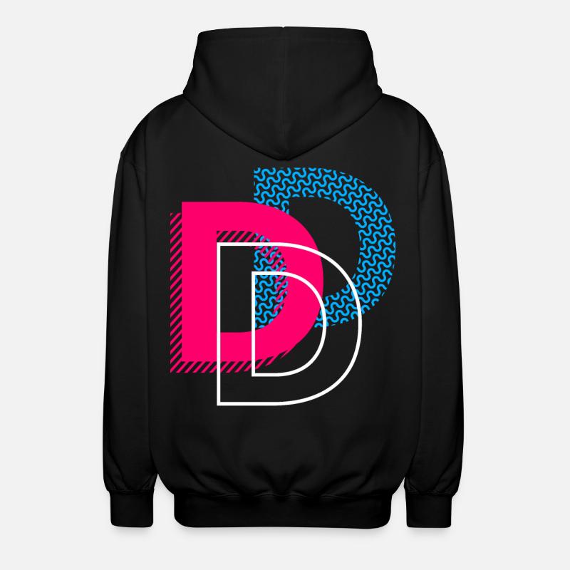 Initial letter D - Unisex Hooded Jacket - black