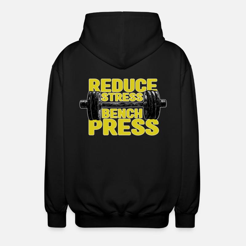 Reduce stress bench press - Unisex Hooded Jacket - black