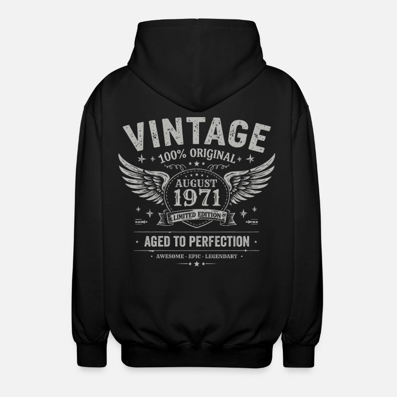 Född augusti 1971, byggd augusti 1971 - augusti 1971 - Luvjacka unisex - svart