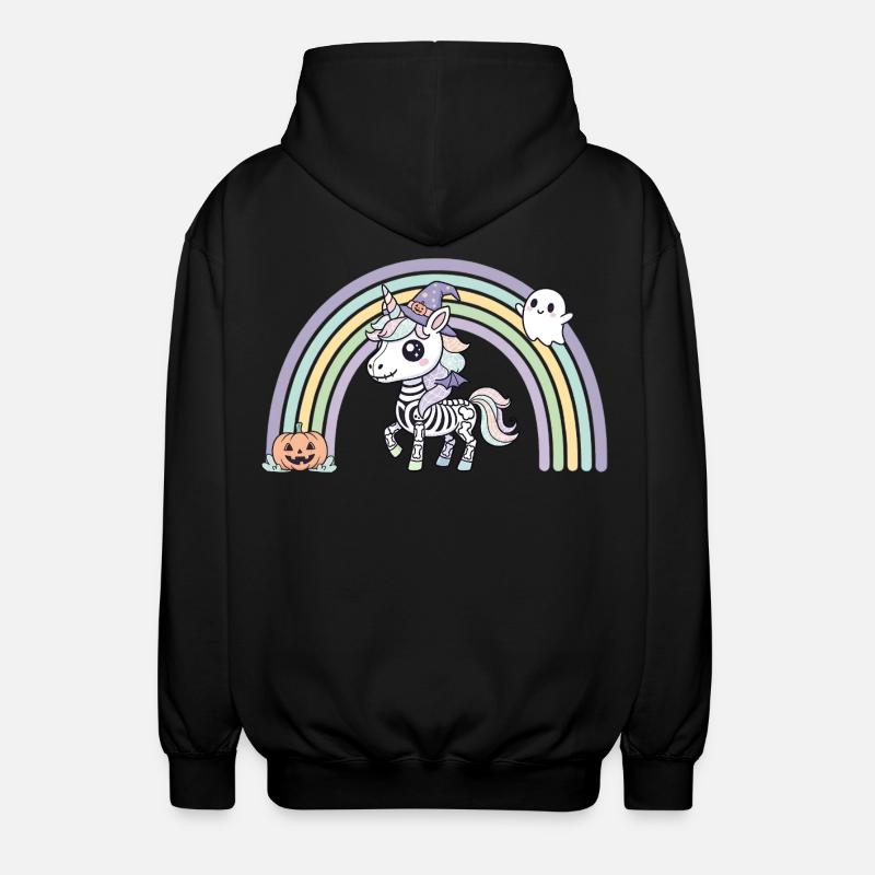 BOHO Skelett‑Einhorn mit Regenbogen – Halloween  - Unisex Kapuzenjacke - Schwarz