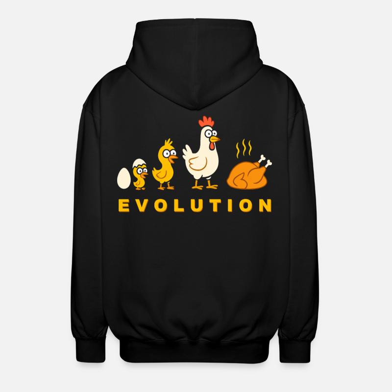 Evolution Chicken Broiler Chicken Funny - Unisex Hooded Jacket - black