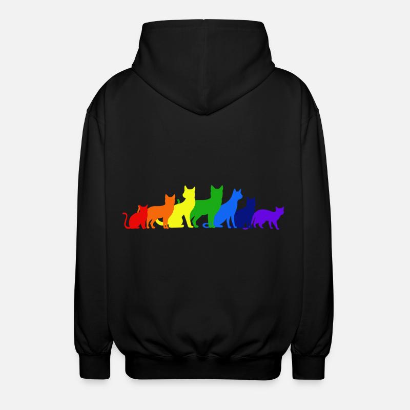 Regenbogen der Katzen - Unisex Kapuzenjacke - Schwarz
