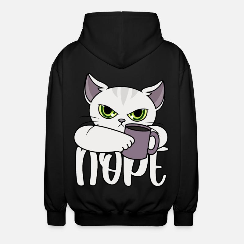 Nope Katze Kaffee - Unisex Kapuzenjacke - Schwarz