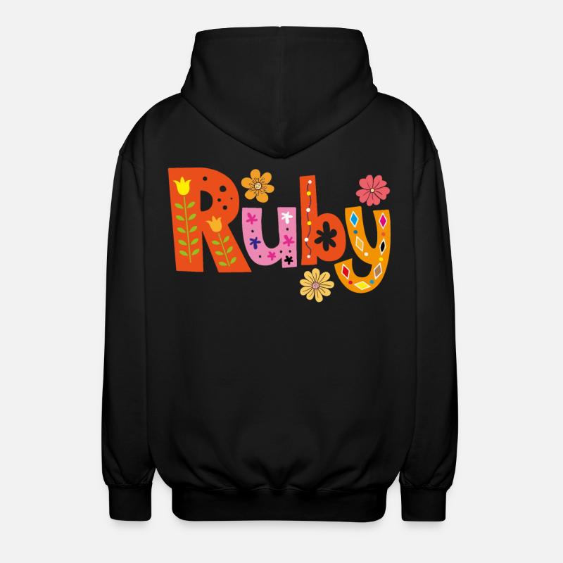 Personalisierter Ruby-Name - Unisex Kapuzenjacke - Schwarz
