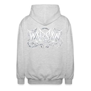 Warsaw Heavy Metal Headbanger Typography - Unisex Hooded Jacket - light heather grey - Back - AI Model Male 185 light (185cm)