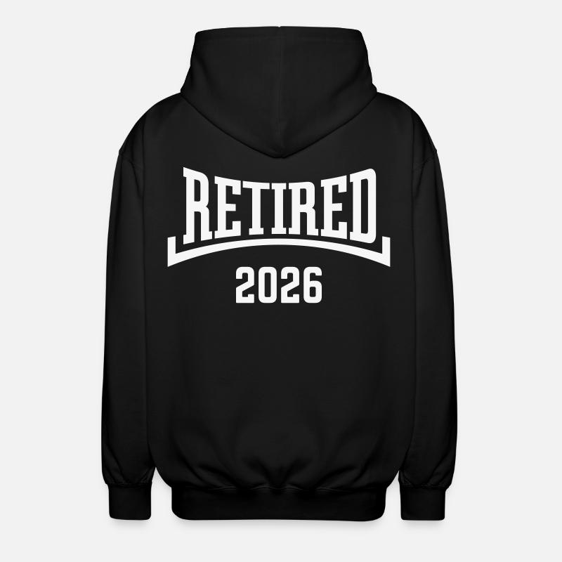 Retired 2026 (Retiree / Concave / White) - Unisex Hooded Jacket - black