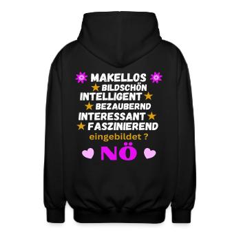 Makellos, Bildschön, Intelligent, Bezaubernd - Unisex Kapuzenjacke - Schwarz - Hinten - AI Model Male 185 light (185cm)