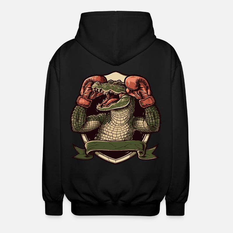 Alligator Boxer MMA Logo - Unisex Hooded Jacket - black