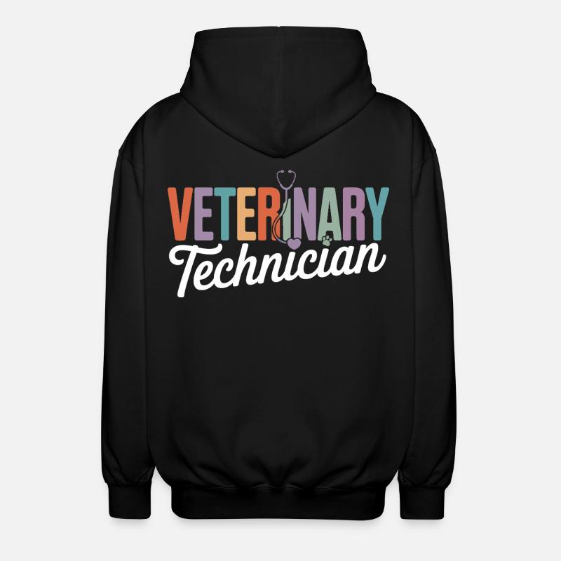 Tiermedizinischer Techniker Regenbogen-Logo - Unisex Kapuzenjacke - Schwarz