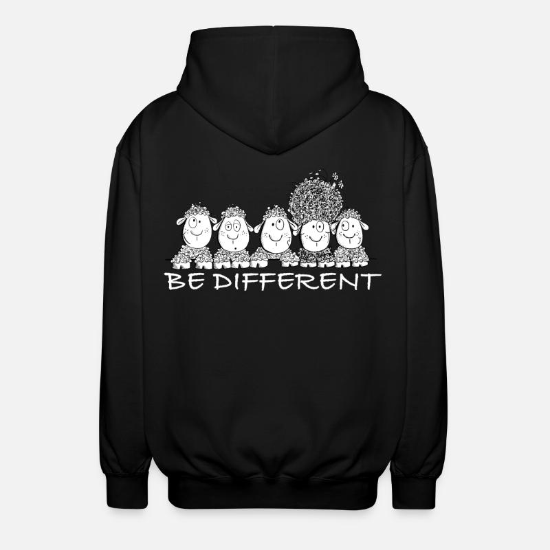 Be Different Sheep with Saying - Unisex Hooded Jacket - black