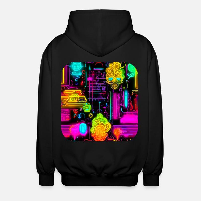 Néon style abstrait tendance UV - Veste à capuche unisexe - noir