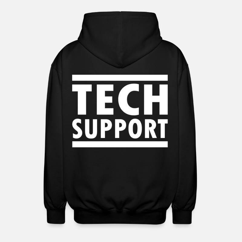 tech support - Unisex Hooded Jacket - black