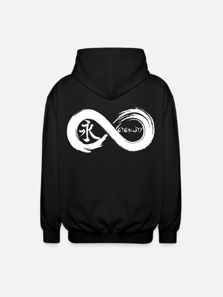 Oändlig symbol och evighet på japanska (vit) - Luvjacka unisex - svart