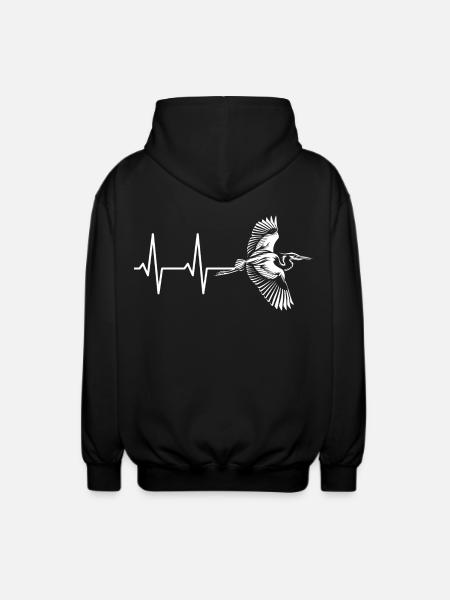 Vogel im Herzschlag Design - Unisex Kapuzenjacke - Schwarz