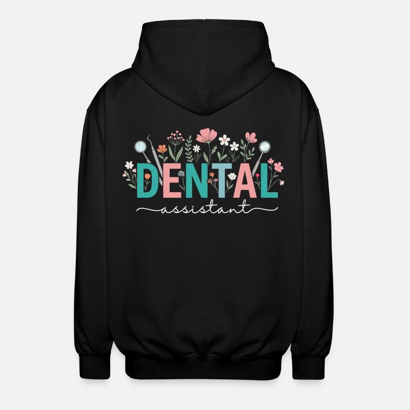 Assistante dentaire en fleurs, femme dentiste - Veste à capuche unisexe - noir