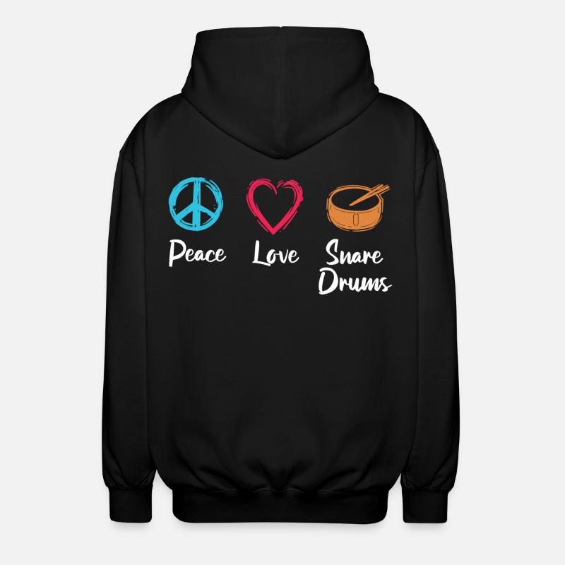 Frieden Liebe Trommel - Unisex Kapuzenjacke - Schwarz