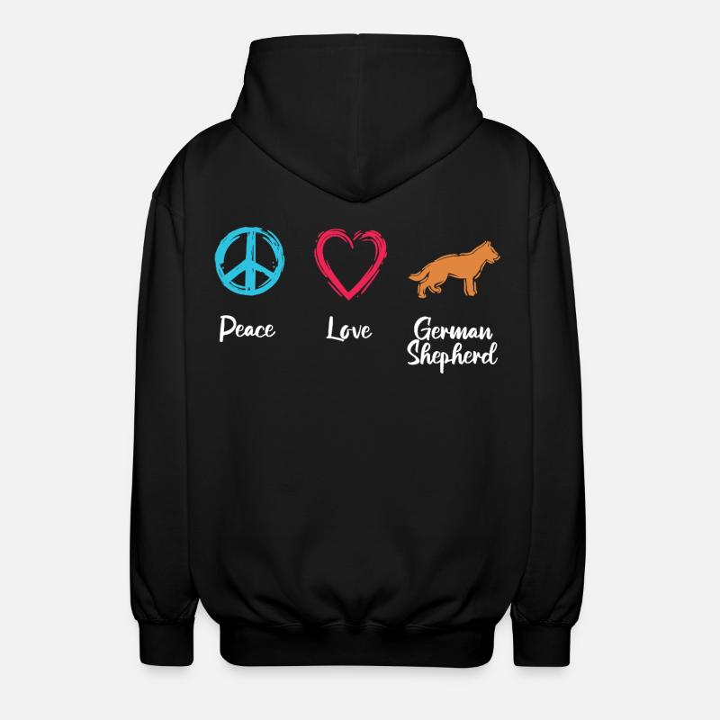 Peace Love Shepherd Dog - Unisex Hooded Jacket - black