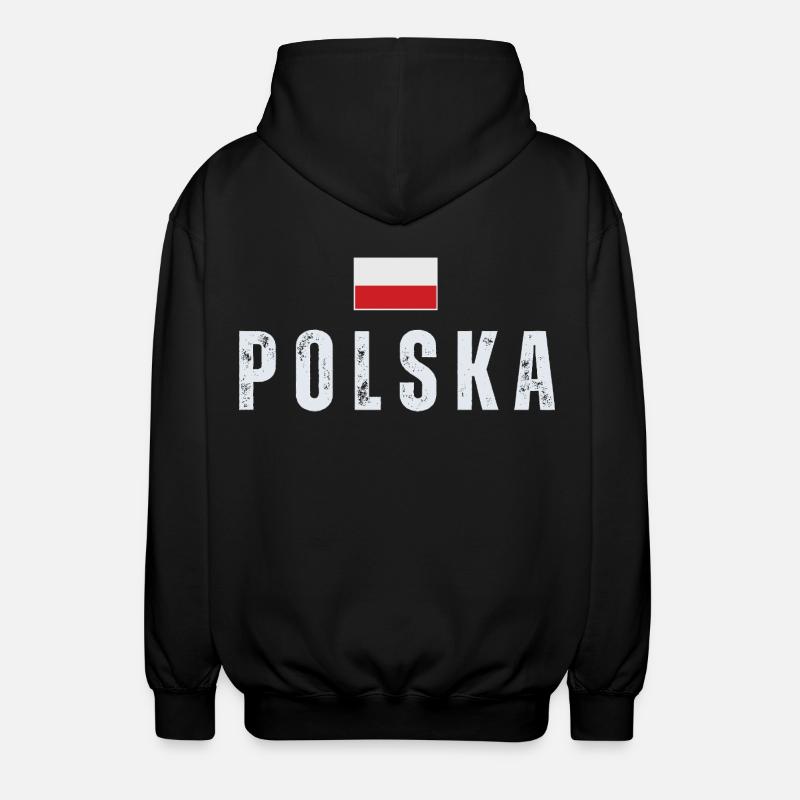 Polnische Flagge, Polnischer Stolz - Unisex Kapuzenjacke - Schwarz