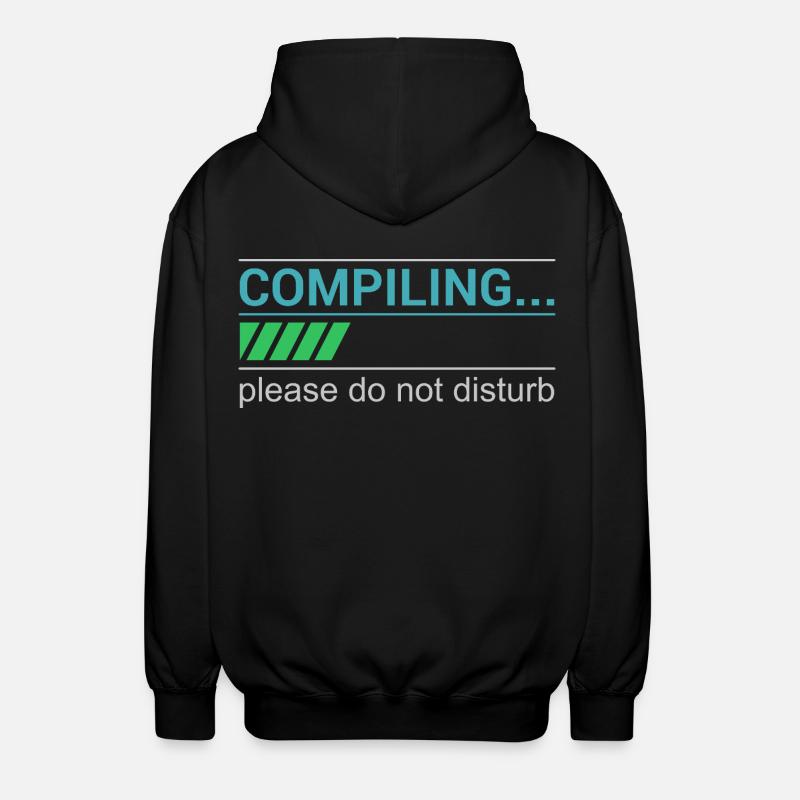 Funny Programmer T-Shirt - Compiling Please - Unisex Hooded Jacket - black