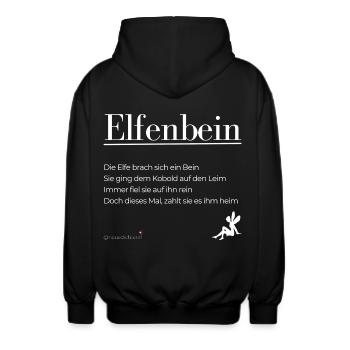 Elfenbein - weiße Schrift - Unisex Kapuzenjacke - Schwarz - Hinten - AI Model Male 185 light (185cm)