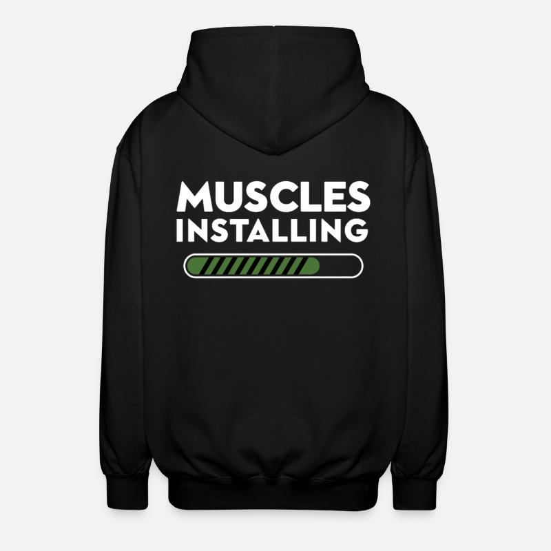 Muscles Installing Progress Graphic - Unisex Hooded Jacket - black