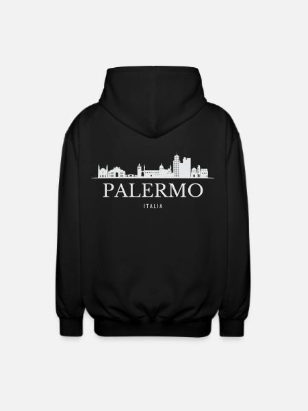 Palermo Skyline, Palermo Italy - Unisex Hooded Jacket - black