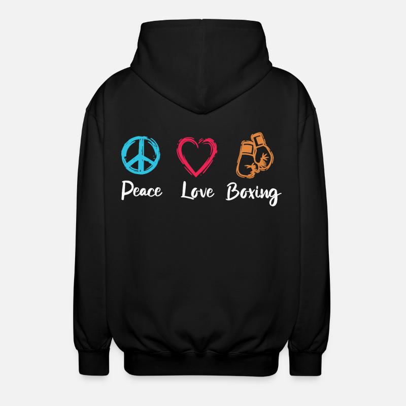 Frieden Liebe Boxen - Unisex Kapuzenjacke - Schwarz