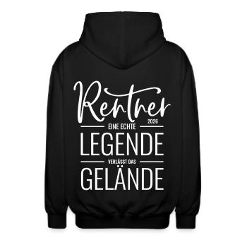 Rentner 2026 - Eine Legende verlässt das Gelände - Unisex Kapuzenjacke - Schwarz - Hinten - AI Model Male 185 light (185cm)