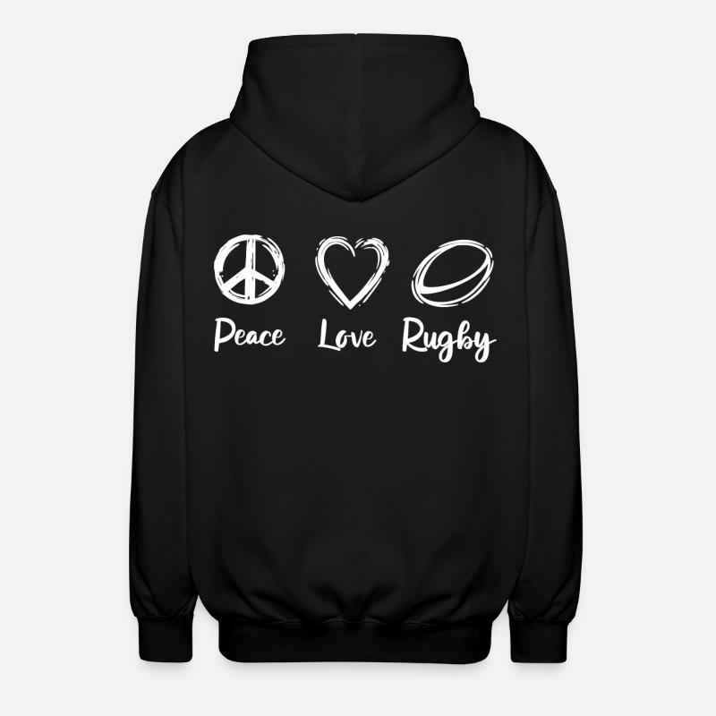 Peace Love Rugby - Veste à capuche unisexe - noir