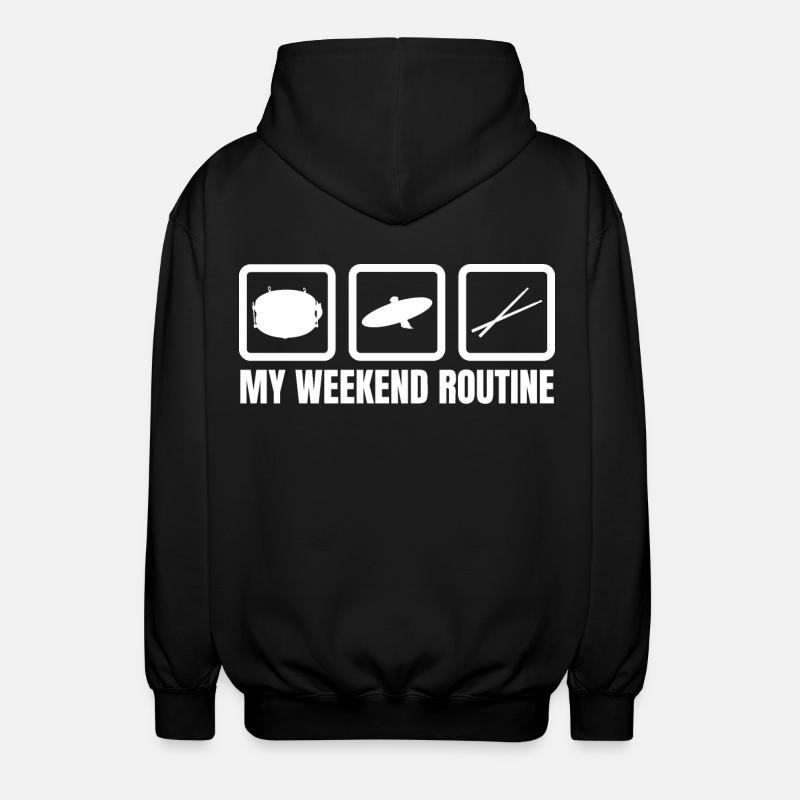 Schlagzeuger Wochenendroutine - Unisex Kapuzenjacke - Schwarz