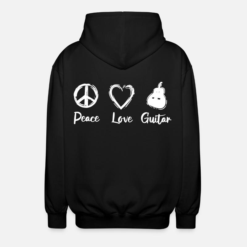 Peace Love Guitar - Unisex Kapuzenjacke - Schwarz