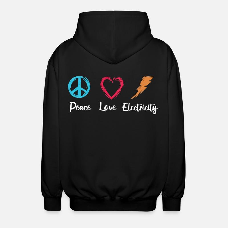 Paix Amour Électricité - Veste à capuche unisexe - noir