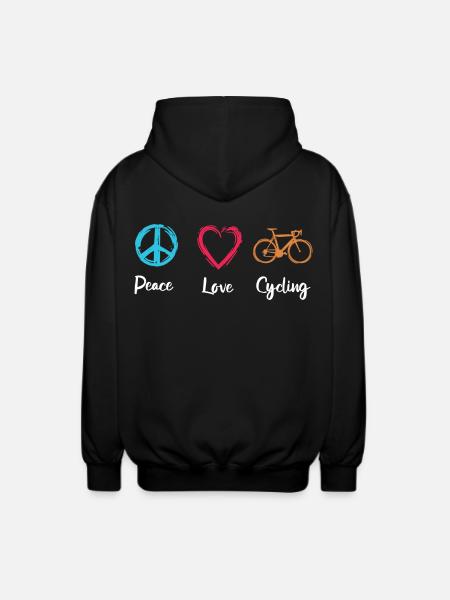 Peace Love Cycling - Unisex Hooded Jacket - black
