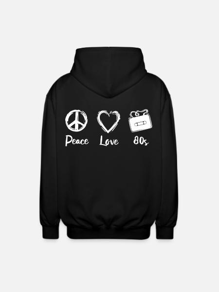 Peace Love 80s - Unisex Hooded Jacket - black