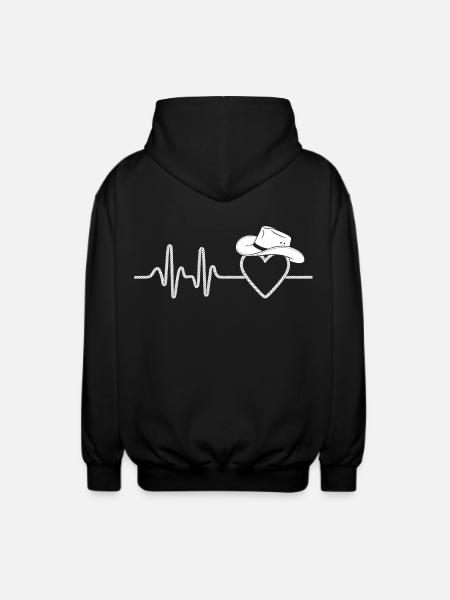 Heartbeat with Hat Silhouette - Unisex Hooded Jacket - black