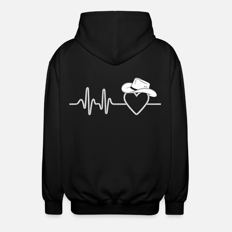 Herzschlag mit Hut Silhouette - Unisex Kapuzenjacke - Schwarz