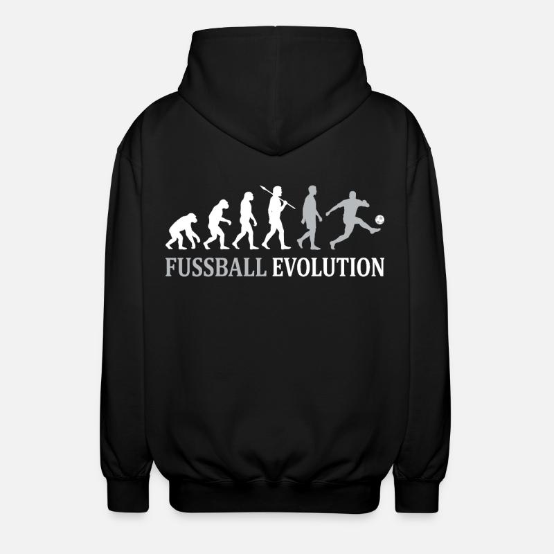 Fußball Evolution – Vom Affen zum Kicker - Unisex Kapuzenjacke - Schwarz
